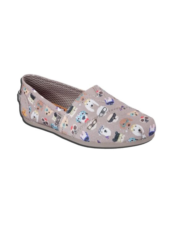 BOBS from Skechers Shoes - NWT BOBS FROM SKECHERS Womens Grey Plush Pups Smarts Dog Print Slip-ons Sz 5